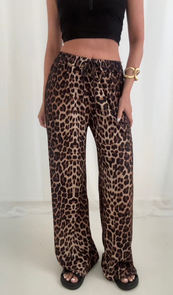 Roxy Leopard Animal Print Wide Leg Palazzo Trousers